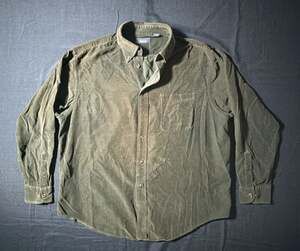 Casuals Boundins & Yorke Men's Long Sleeve Olive Green Corduroy Button Shirt XL
